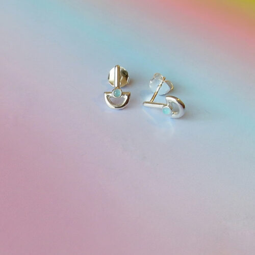 Blue Chalcedony Silver Stud