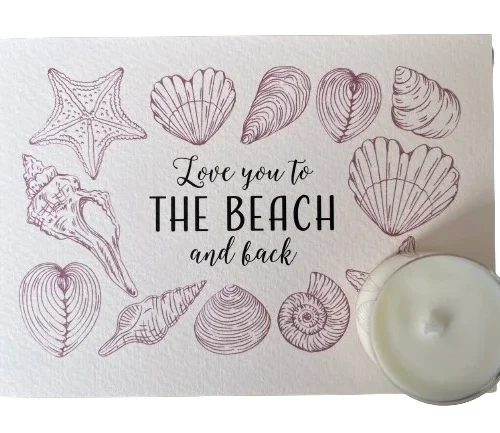 FeudeMer Theelicht wenskaart - Love you to the beach and back