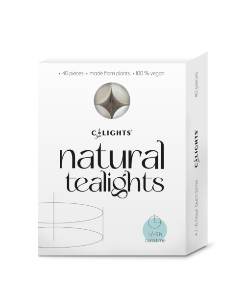 C-lights natuurlijke theelichten | 40 stuks | Vegan | 6 branduren