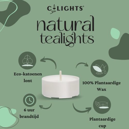 C-lights natuurlijke theelichten | 40 stuks | Vegan | 6 branduren - Afbeelding 4