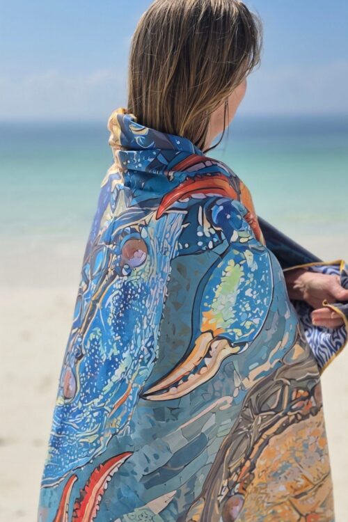 Reishanddoek of strandlaken XL 'CRAB' – 100x190 cm - Afbeelding 2