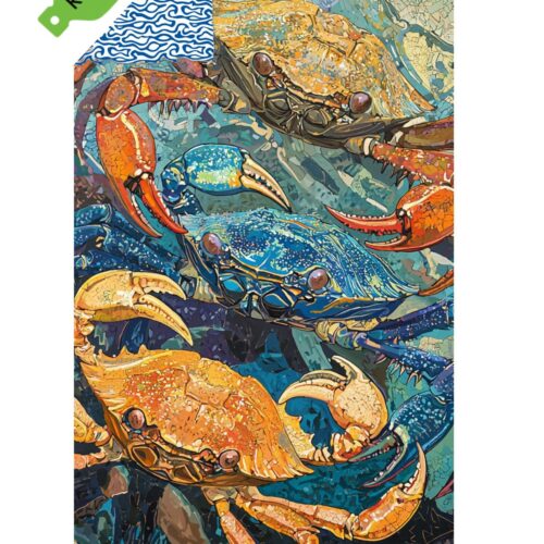 Reishanddoek of strandlaken XL 'CRAB' – 100x190 cm